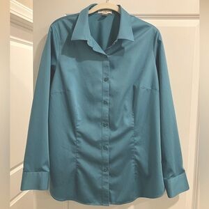 Coldwater Creek Long Sleeve Button Down Shirt Modern Prep Preppy Literary Chic